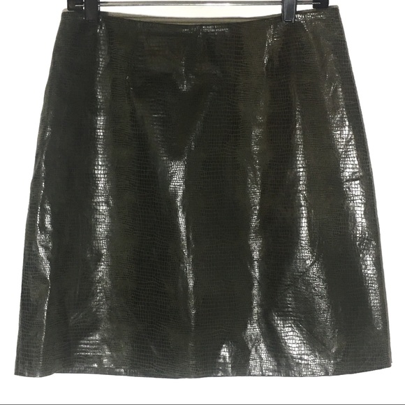 INC | Leather Snake Pattern Knee Length Skirt - Picture 2 of 5